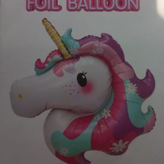 Unicorn head shaped foil balloon pastel colours
