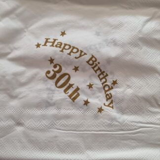 30th serviettes matt gold