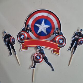Captain America cardboard cake topper set