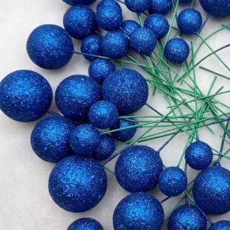 blue glitter faux balls
