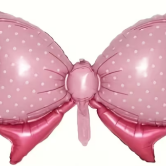pink polka bow foil balloon
