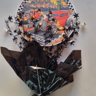 Hot rod themed table center piece