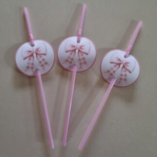 Pink bow themed straws 8's