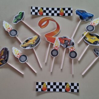 Hot racing car cake topper set