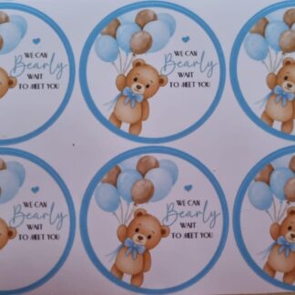 Baby bear blue stickers 4cm 24's