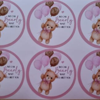 Baby bear pink stickers 4cm 24's
